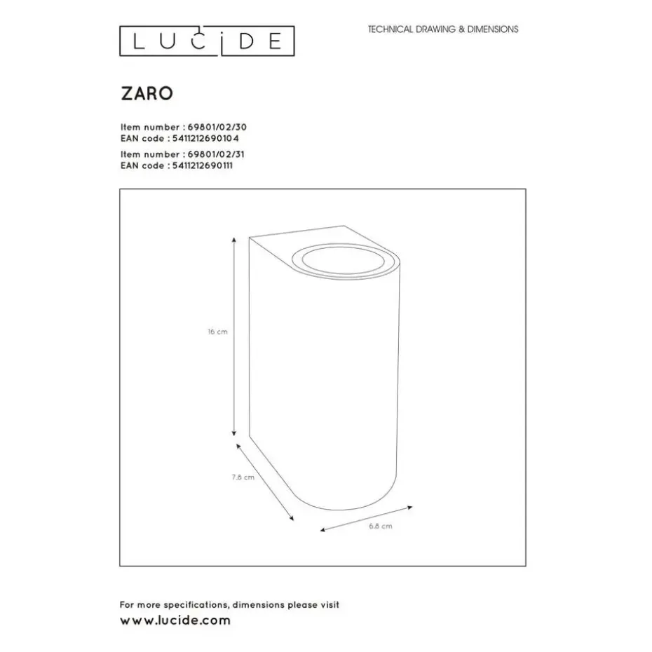 Lucide ZARO Wandspot - Wit