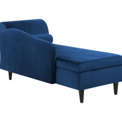 LUIRO - Chaise longue - Blauw - Rechterzijde - Fluweel