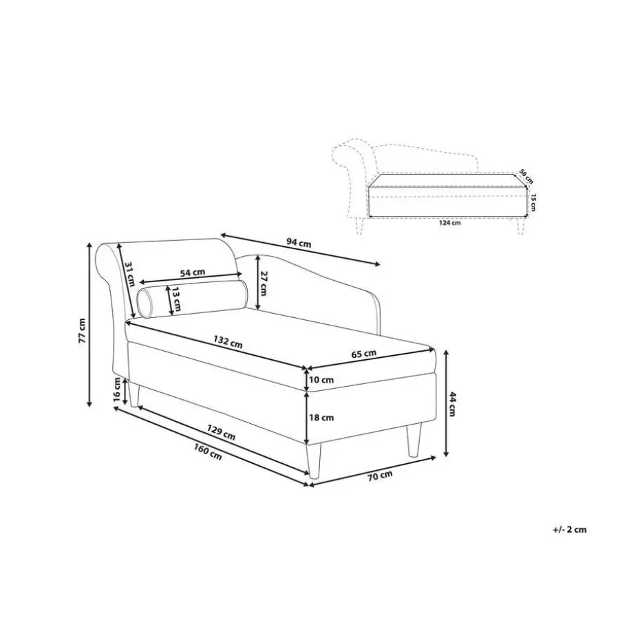 LUIRO - Chaise longue - Groen - Linkerzijde - Fluweel