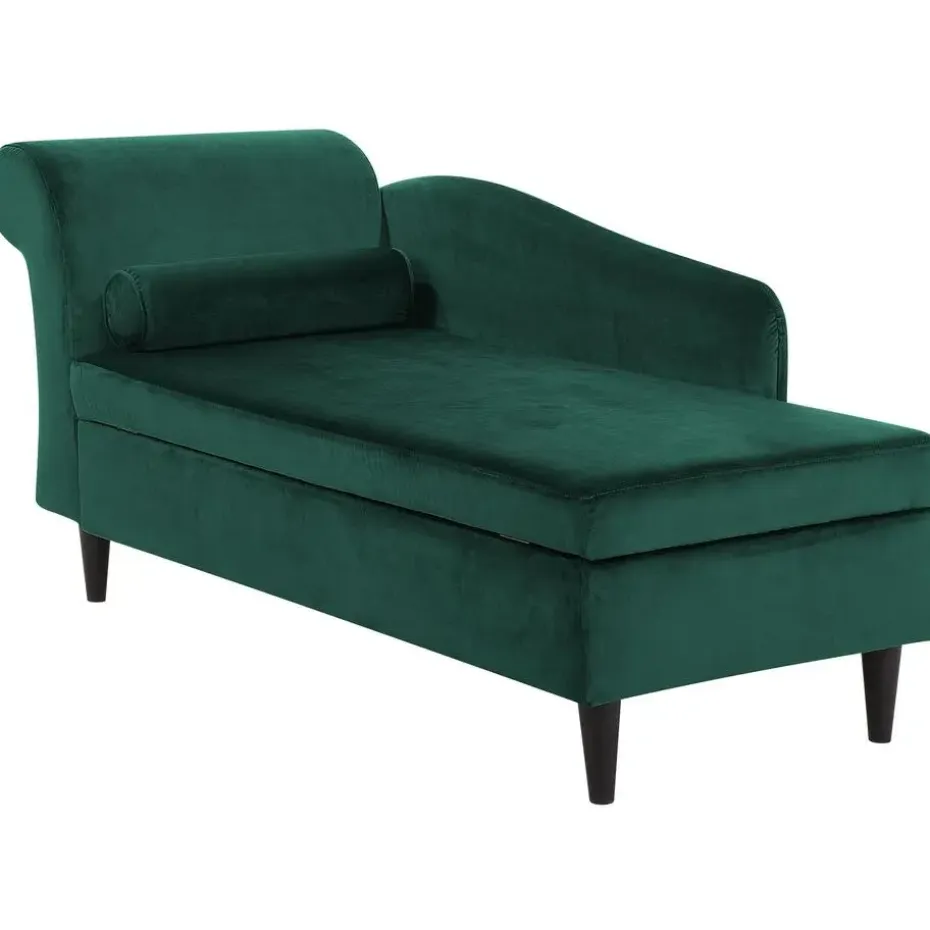 LUIRO - Chaise longue - Groen - Linkerzijde - Fluweel