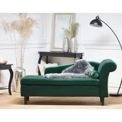 LUIRO - Chaise longue - Groen - Rechterzijde - Fluweel