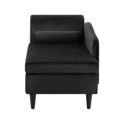 LUIRO - Chaise longue - Zwart - Linkerzijde - Fluweel