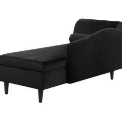 LUIRO - Chaise longue - Zwart - Linkerzijde - Fluweel