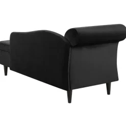 LUIRO - Chaise longue - Zwart - Linkerzijde - Fluweel