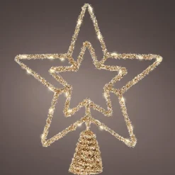 Lumineo kerstboom piek ster - goud - 26 cm - led