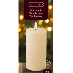Lumineo LED kaars - creme wit - D7 x H15 cm - met timer