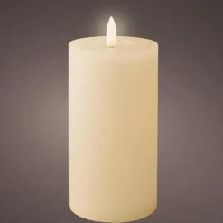 Lumineo LED kaars - creme wit - D7 x H15 cm - met timer