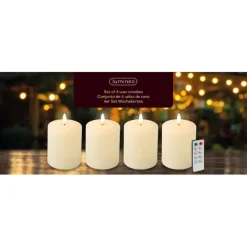 Lumineo LED kaarsen set - 4x stuks - wit - kerkkaarsen