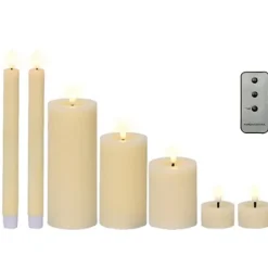 Lumineo LED kaarsen set - 7-delig - creme - met afstandsbediening