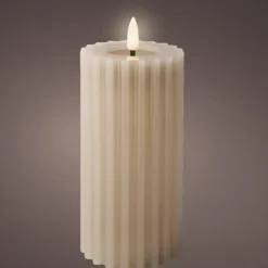 Lumineo LED kaars/stompkaars - lichtgrijs - D7,5 x H17,3 cm
