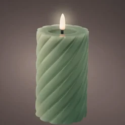 Lumineo Luxe LED kaars - groen - D7,5 x H15 cm - timer