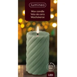 Lumineo Luxe LED kaars - groen - D7,5 x H15 cm - timer