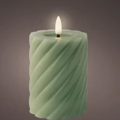 Lumineo Luxe LED kaars - groen - D7,5 x H12,3 cm - timer