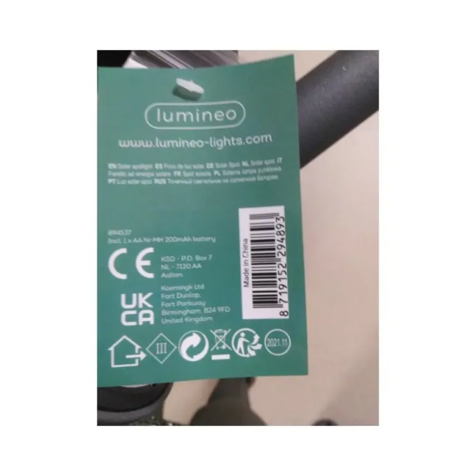 Lumineo Prikspot - solar - antraciet - 25 cm