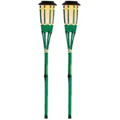 Lumineo Tuinfakkel Bodi - solar - groen - vlameffect - 54 cm