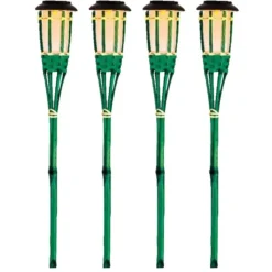 Lumineo Tuinfakkel Bodi - solar - groen - vlameffect - 54 cm