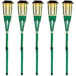 Lumineo Tuinfakkel Bodi - solar - groen - vlameffect - 54 cm