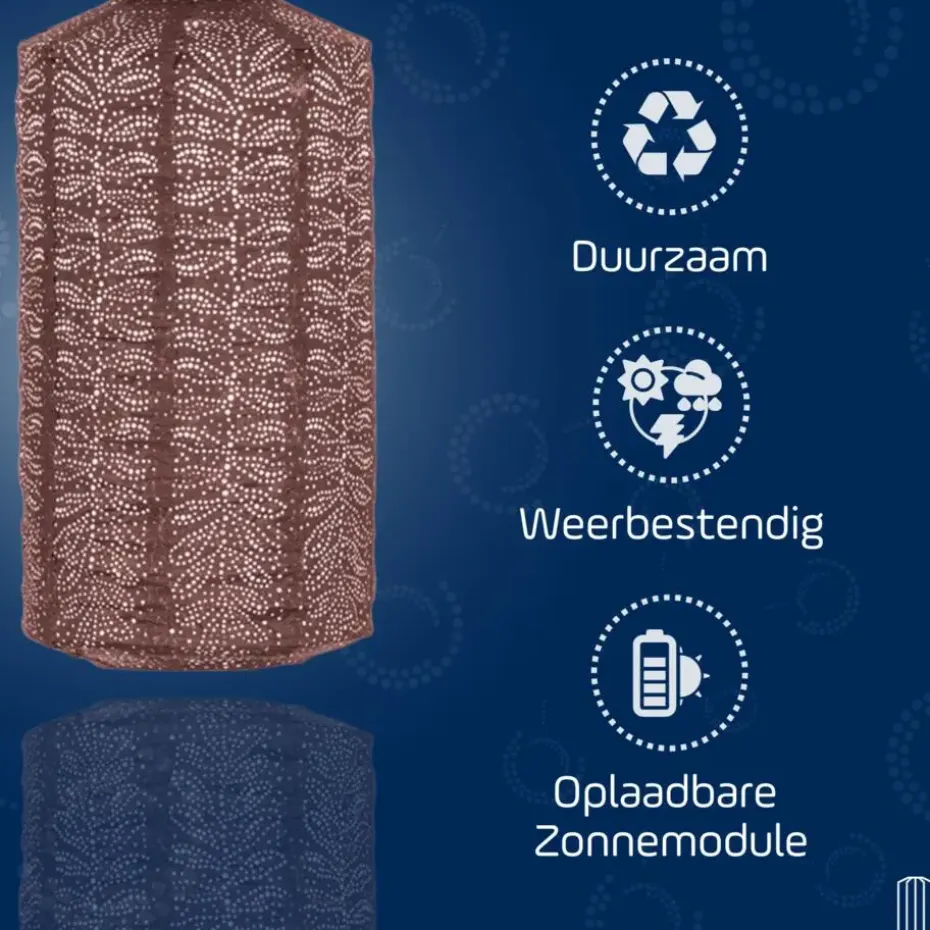 LUMIZ Solar Lampion Folia Cylinder - 18 cm - Plum