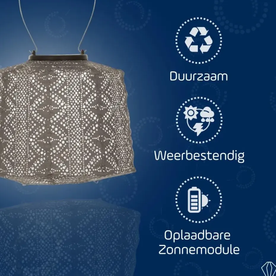 LUMIZ Solar Lampion Lace Lamp - 20 cm - Taupe