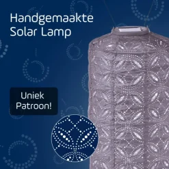 LUMIZ Solar Lampion Mandela Cylinder - 18 cm - Lichtpaars