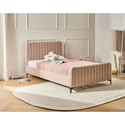 LUNAN - Tweepersoonsbed - Beige - 120 x 200 cm - Bouclé