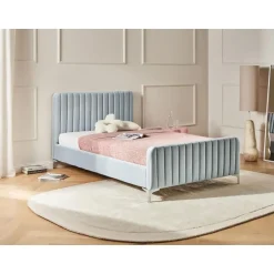 LUNAN - Tweepersoonsbed - Lichtblauw - 120 x 200 cm - Fluweel