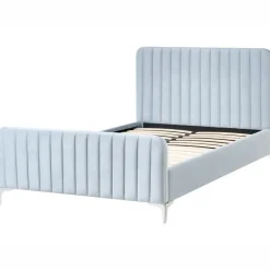 LUNAN - Tweepersoonsbed - Lichtblauw - 120 x 200 cm - Fluweel