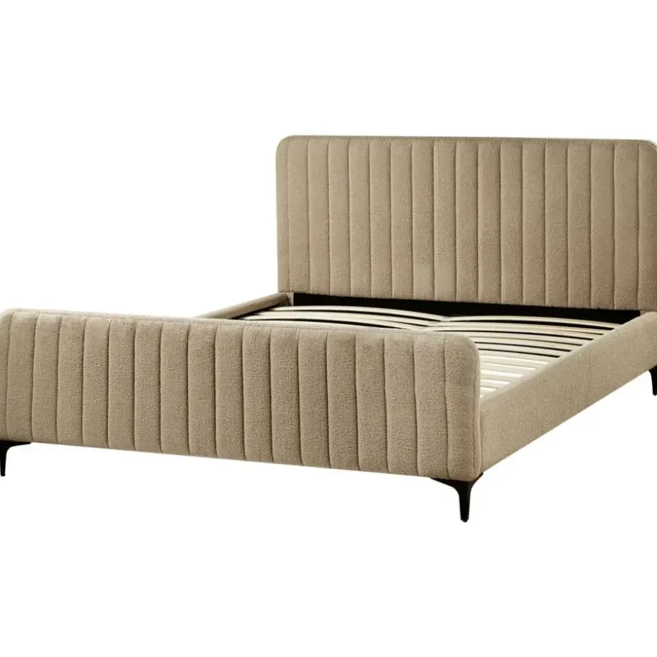 LUNAN - Tweepersoonsbed - Taupe - 160 x 200 cm - Bouclé