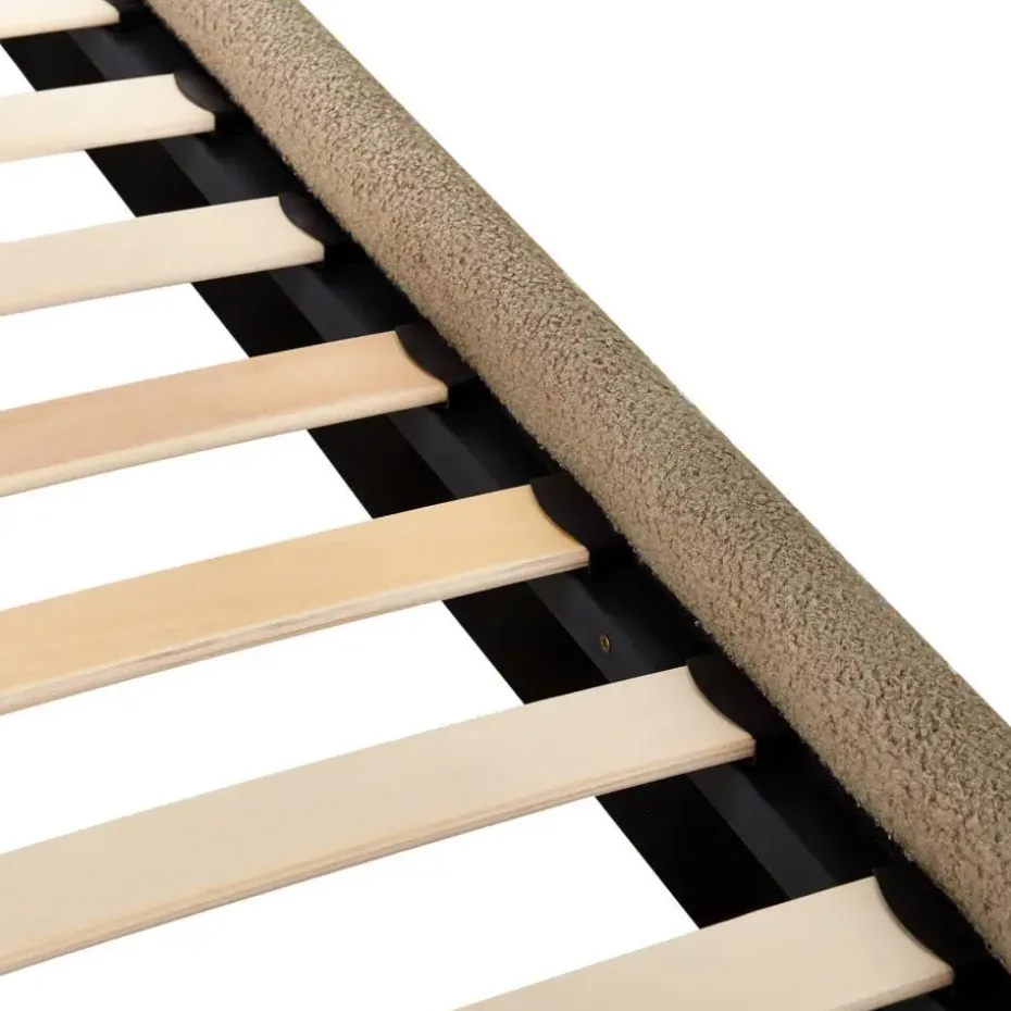 LUNAN - Tweepersoonsbed - Taupe - 160 x 200 cm - Bouclé