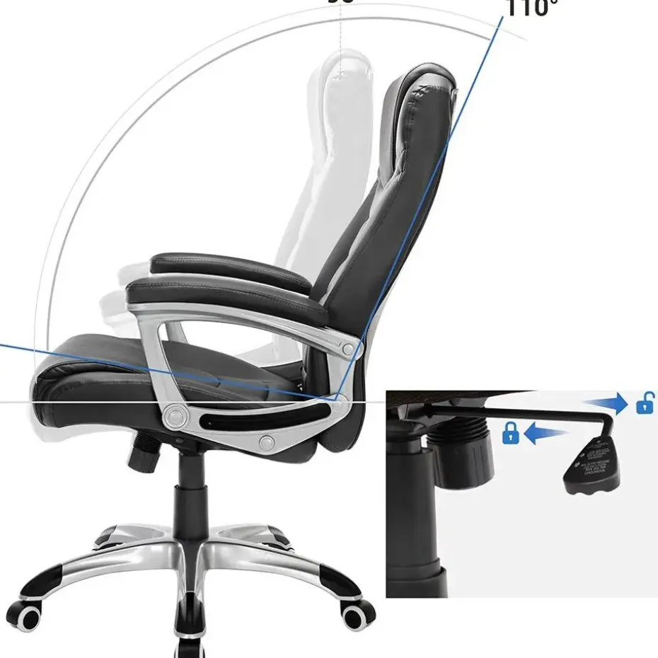 Luxe design manager bureaustoel - kunstleer - zware belasting - zwart