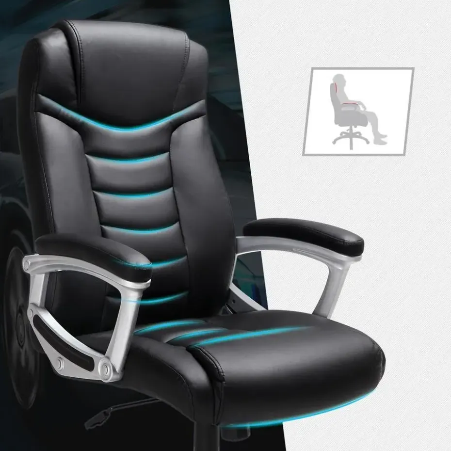 Luxe design manager bureaustoel - kunstleer - zware belasting - zwart