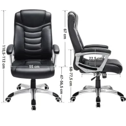 Luxe design manager bureaustoel - kunstleer - zware belasting - zwart