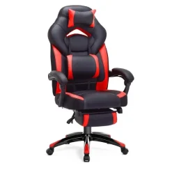 Luxe Gamestoel - Met Hoofdkussen - Kunstleer - Zwart & Rood