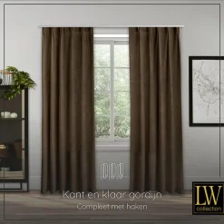 LW Collection Gordijnen bruin 270x140CM met haakjes Velvet 1 stuk