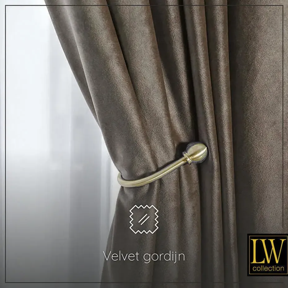 LW Collection Gordijnen bruin 245x290CM met haakjes Velvet 1 stuk
