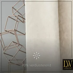 LW Collection Gordijnen Beige 245x290cm Velvet Kant en klaar 1 stuk