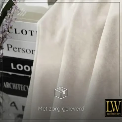 LW Collection Gordijnen beige 270X140CM velvet kant en klaar 1 stuk