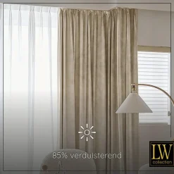 LW Collection Gordijnen beige 240x140CM met haakjes Velvet 1 stuk