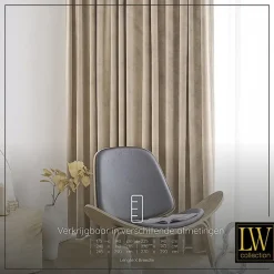 LW Collection Gordijnen beige 270x140CM met haakjes Velvet 1 stuk