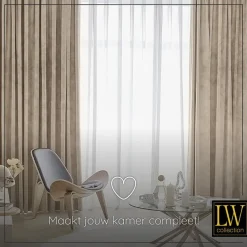 LW Collection Gordijnen beige 270x140CM met haakjes Velvet 1 stuk