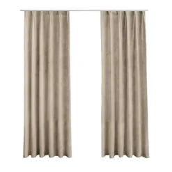 LW Collection Gordijnen beige 225x140CM met haakjes Velvet 1 stuk