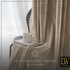 LW Collection Gordijnen beige 225x140CM met haakjes Velvet 1 stuk
