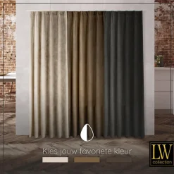 LW Collection Gordijnen beige 225x140CM met haakjes Velvet 1 stuk