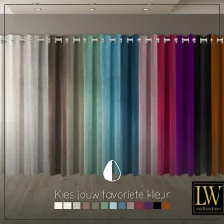 LW Collection Gordijnen Groen 270X140CM velvet kant en klaar 1 stuk