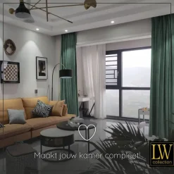 LW Collection Gordijnen Groen 270X140CM velvet kant en klaar 1 stuk