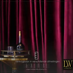 LW Collection Gordijnen Rood 245x290cm Velvet Kant en klaar 1 stuk