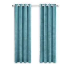 LW Collection Gordijnen Turquoise 270x290cm Velvet Kant en klaar 1 stuk
