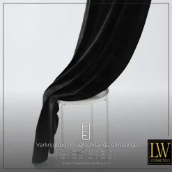 LW Collection Gordijnen Zwart 245x290cm Velvet Kant en klaar 1 stuk