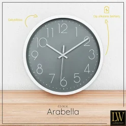 LW Collection Keukenklok Arabella grijs 30cm