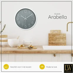 LW Collection Keukenklok Arabella grijs 30cm